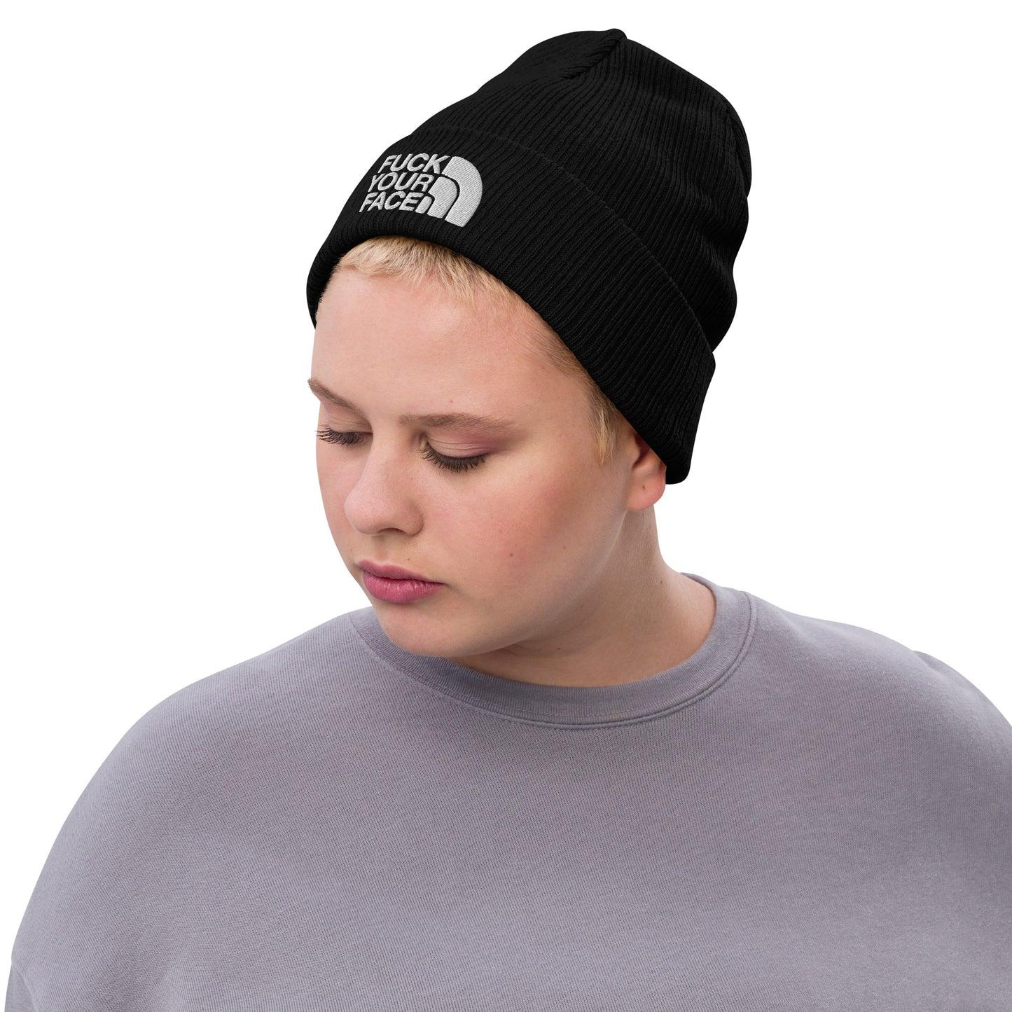 Fuck Your Face Ribbed Knit Beanie